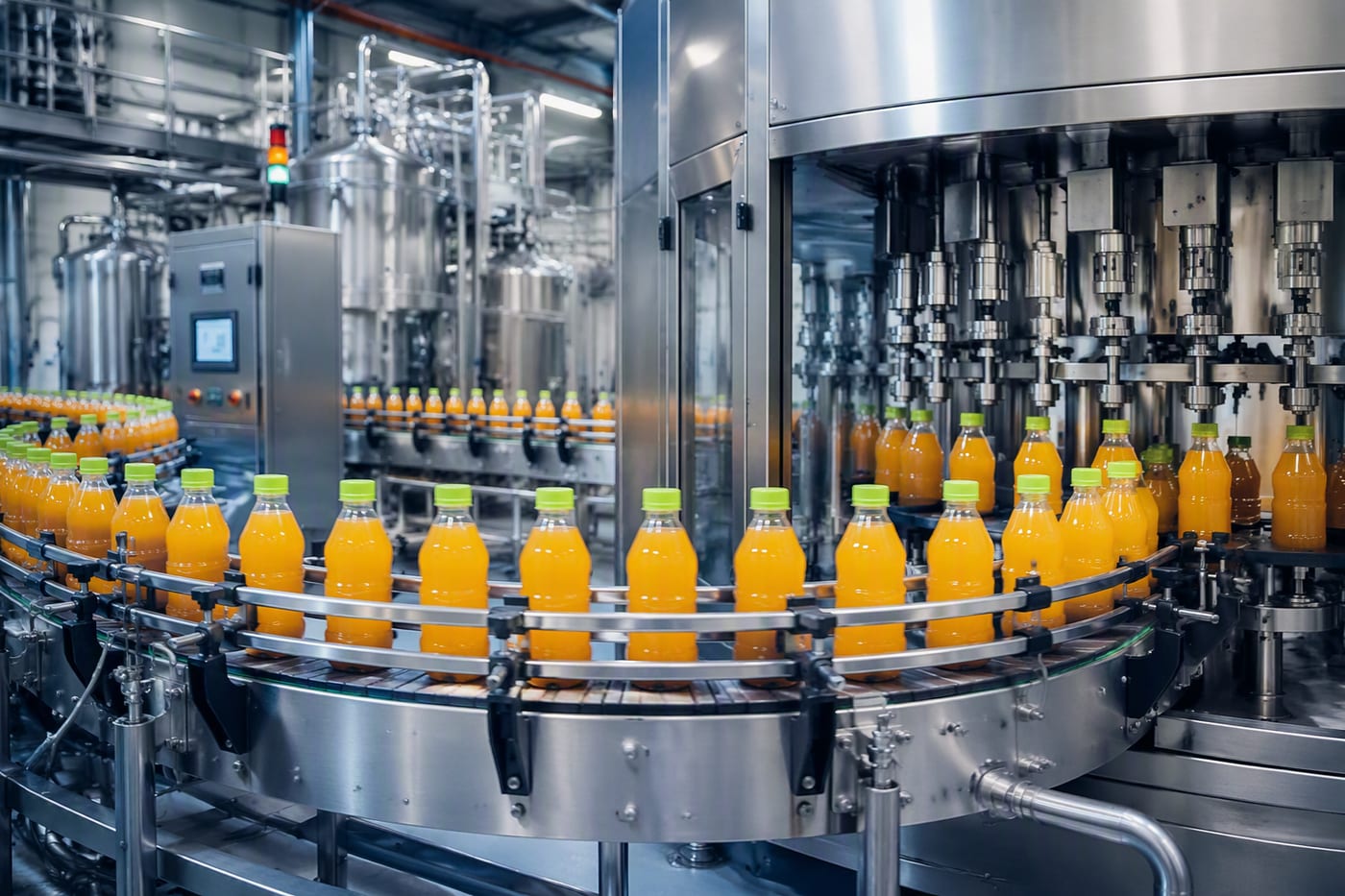 Línea de embotellado y envasado automatizada